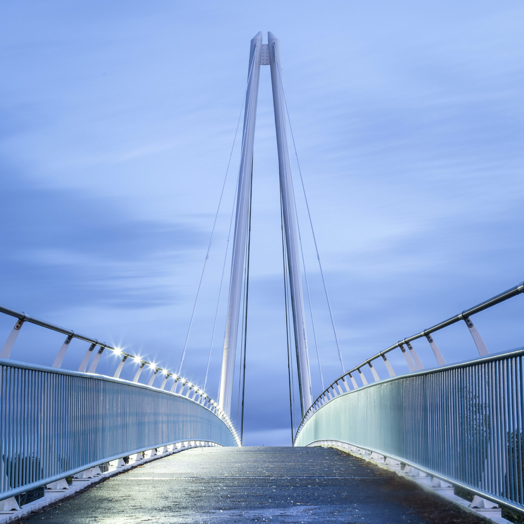 Tall blue bridge